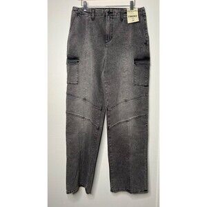 NWT L'agence Brooklyn High Waist Wide Leg Utility Jeans Women's 31 Goth Grunge
